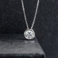 Bezel Set Solitaire Moissanite Pendant Necklace, 2 Carat Round Cut D Color VVS1, 18K White Gold Plated 925 Sterling Silver, GRA Certified Unisex Jewelry