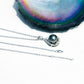 13mm Tahitian Black Pearl Teardrop Pendant Necklace with Moissanite in 925 Sterling Silver, Adjustable Chain Birthday & Anniversary Gift for Women