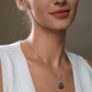 11-12mm AAAA Tahitian Black Pearl Necklace with D Color Moissanite Pendant, 18K White Gold Plated over Sterling Silver, 45+2+3mm Adjustable Chain