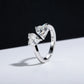 Adjustable Open Heart Moissanite Ring, 2 CTTW D Color VVS1, 925 Sterling Silver with Certificate