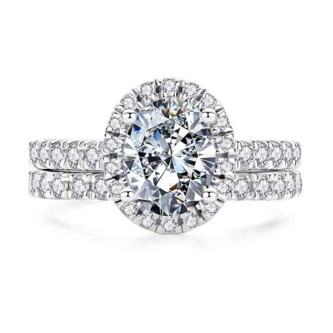 Radiant or Oval Cut Moissanite Engagement Ring Set, D Color VVS1 Clarity in 925 Sterling Silver, Elegantly Gift Packed Anniversary Promise Jewelry
