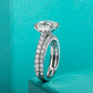 3 Carat Moissanite Bridal Set,  D Color VVS1 Round Cut in 925 Sterling Silver, Engagement Ring & Wedding Band for Women