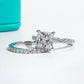3 Carat Moissanite Bridal Set,  D Color VVS1 Round Cut in 925 Sterling Silver, Engagement Ring & Wedding Band for Women