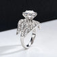 Moissanite Engagement Ring, Feather Eternity Band D Color VVS1 in 925 Sterling Silver, Wedding Promise Ring for Women with Certificate