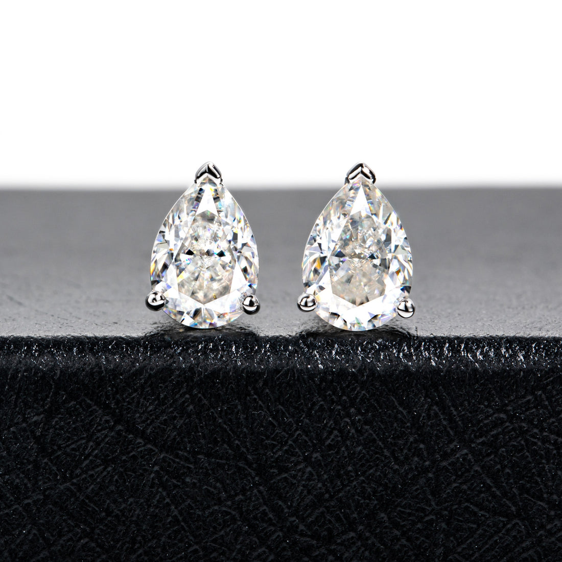 1.2 CT Pear & Snowflake Cut Moissanite Stud Earrings, 10K Gold Plated 925 Sterling Silver with GRA Certificate