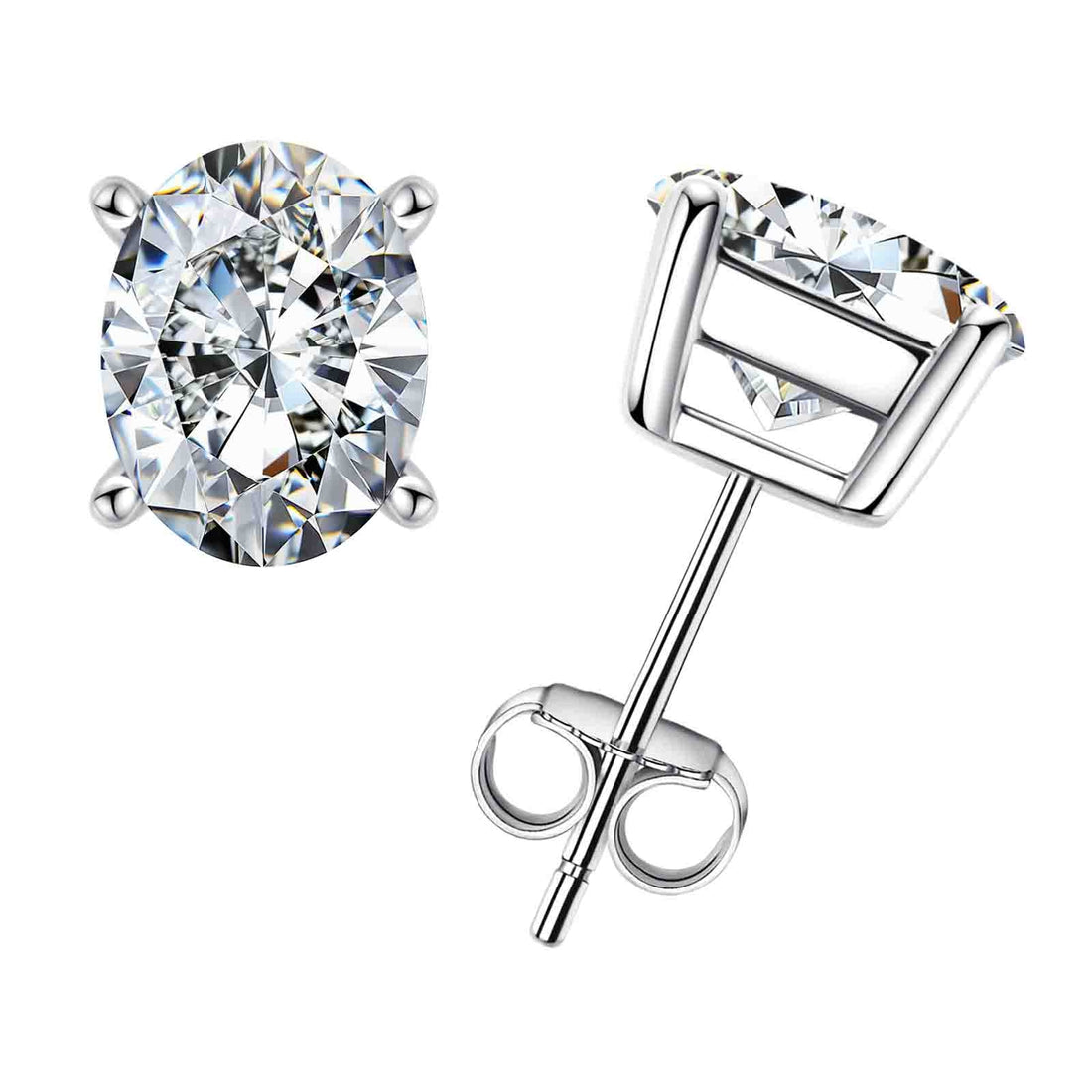 Oval Cut Moissanite Stud Earrings, 1 CT D Color VVS1 Clarity in 925 Sterling Silver, GRA Certified Earrings for Women