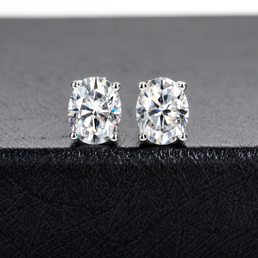 Oval Cut Moissanite Stud Earrings, 1 CT D Color VVS1 Clarity in 925 Sterling Silver, GRA Certified Earrings for Women