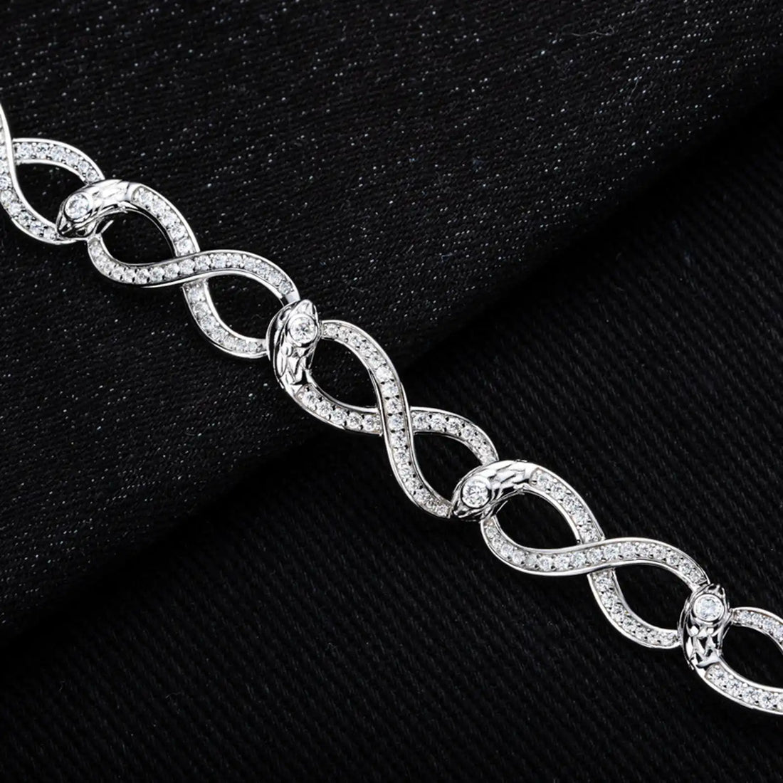 10mm Moissanite Infinity Link Bracelet, 18K Gold Plated 925 Sterling Silver, Adjustable 16cm-18cm Iced Out Unisex Jewelry with Hypoallergenic Design