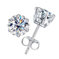 1.0 CT Six-Prong Solitaire Moissanite Stud Earrings, 18K White Gold Plated Sterling Silver with Certificate