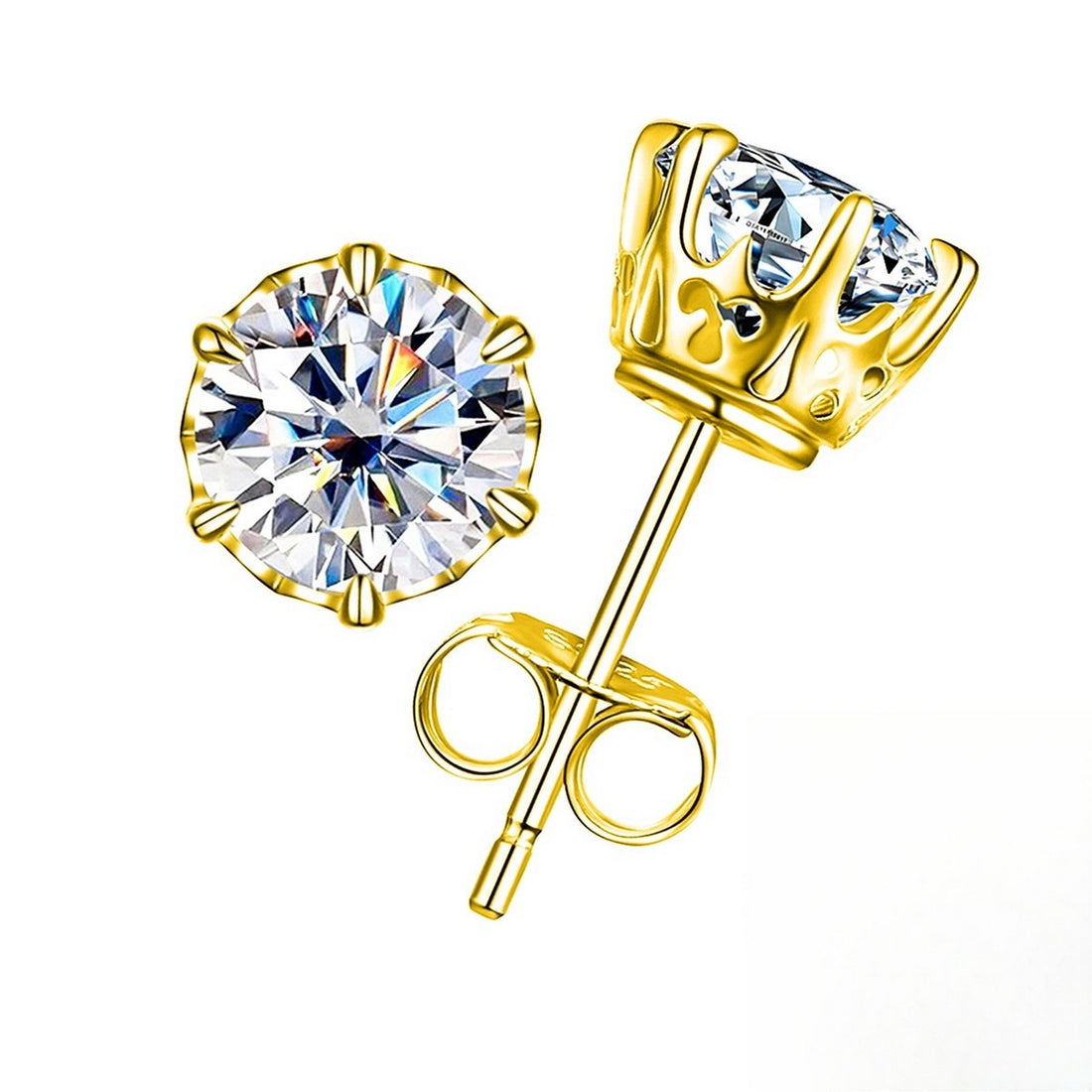 1.0 CT Six-Prong Solitaire Moissanite Stud Earrings, 18K White Gold Plated Sterling Silver with Certificate