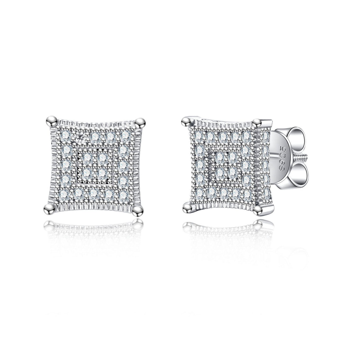 Unisex Iced Out Moissanite Screw Back Studs | 14K Gold Plated 925 Sterling Silver | Hip Hop Street Jewelry