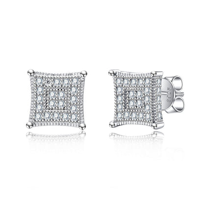 Unisex Iced Out Moissanite Screw Back Studs | 14K Gold Plated 925 Sterling Silver | Hip Hop Street Jewelry
