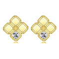 Pixel Rhombus Moissanite Stud Earrings, Rhombus Cut with GRA Certificate, 14K Gold Plated Sterling Silver