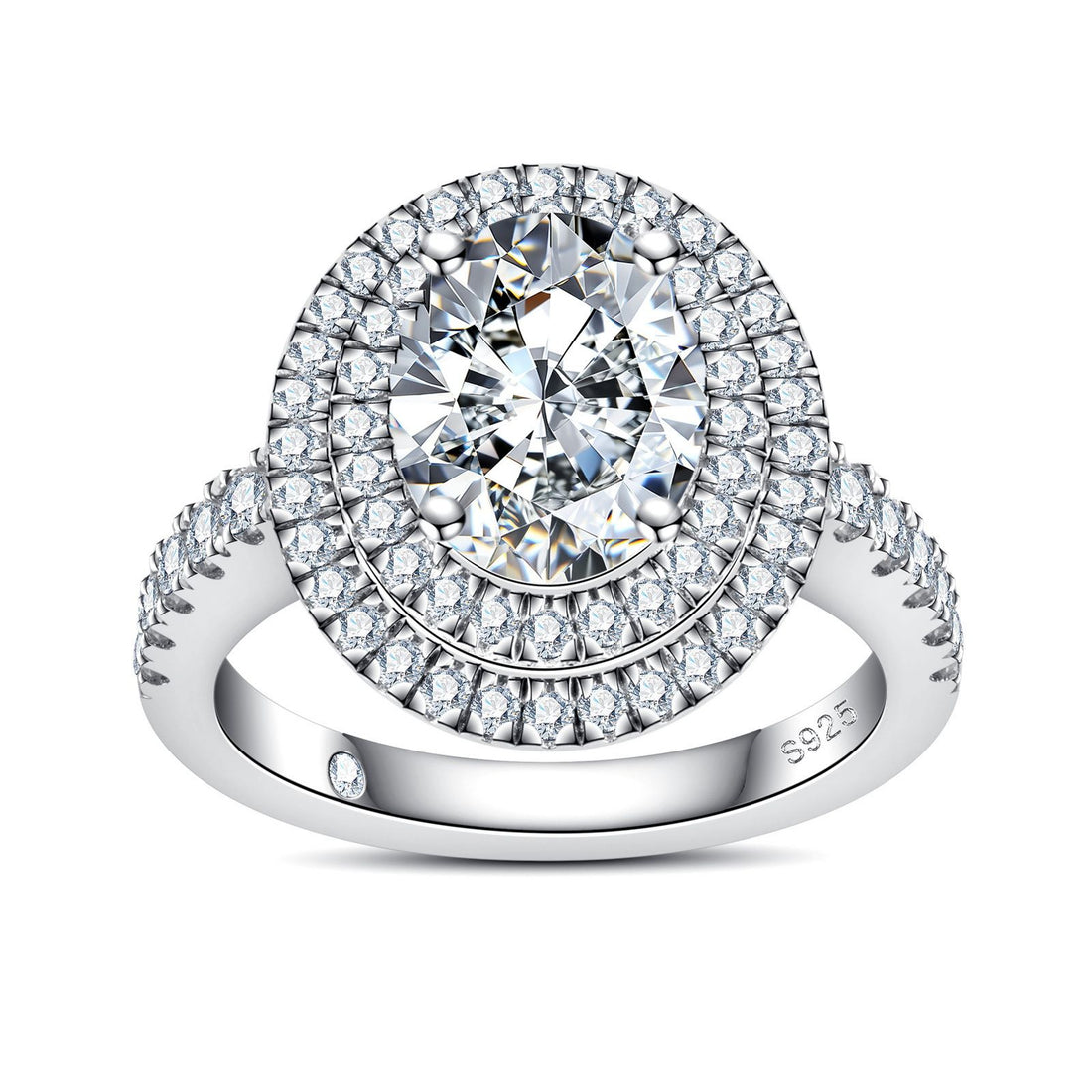 Vintage Halo Moissanite Engagement Ring | 3.0-3.88 CTTW D Color VVS1 in 925 Sterling Silver | Princess/Cushion/Oval Cut 3-Row Setting with Certificate