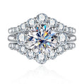 Moissanite Bridal Set, 4.92 CTTW (3 CT Center Stone) D Color in 925 Sterling Silver, Engagement & Wedding Ring Set with Certificate