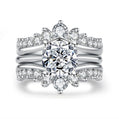 3-in-1 Moissanite Bridal Set, 4.52 CTTW (3 CT Center) D Color VVS1 in 925 Sterling Silver, Cushion Cut Engagement & Wedding Rings with Certificate