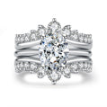 3-in-1 Moissanite Bridal Set, 4.52 CTTW (3 CT Center Stone) D Color VVS1, Oval Cut in 925 Sterling Silver with Certificate