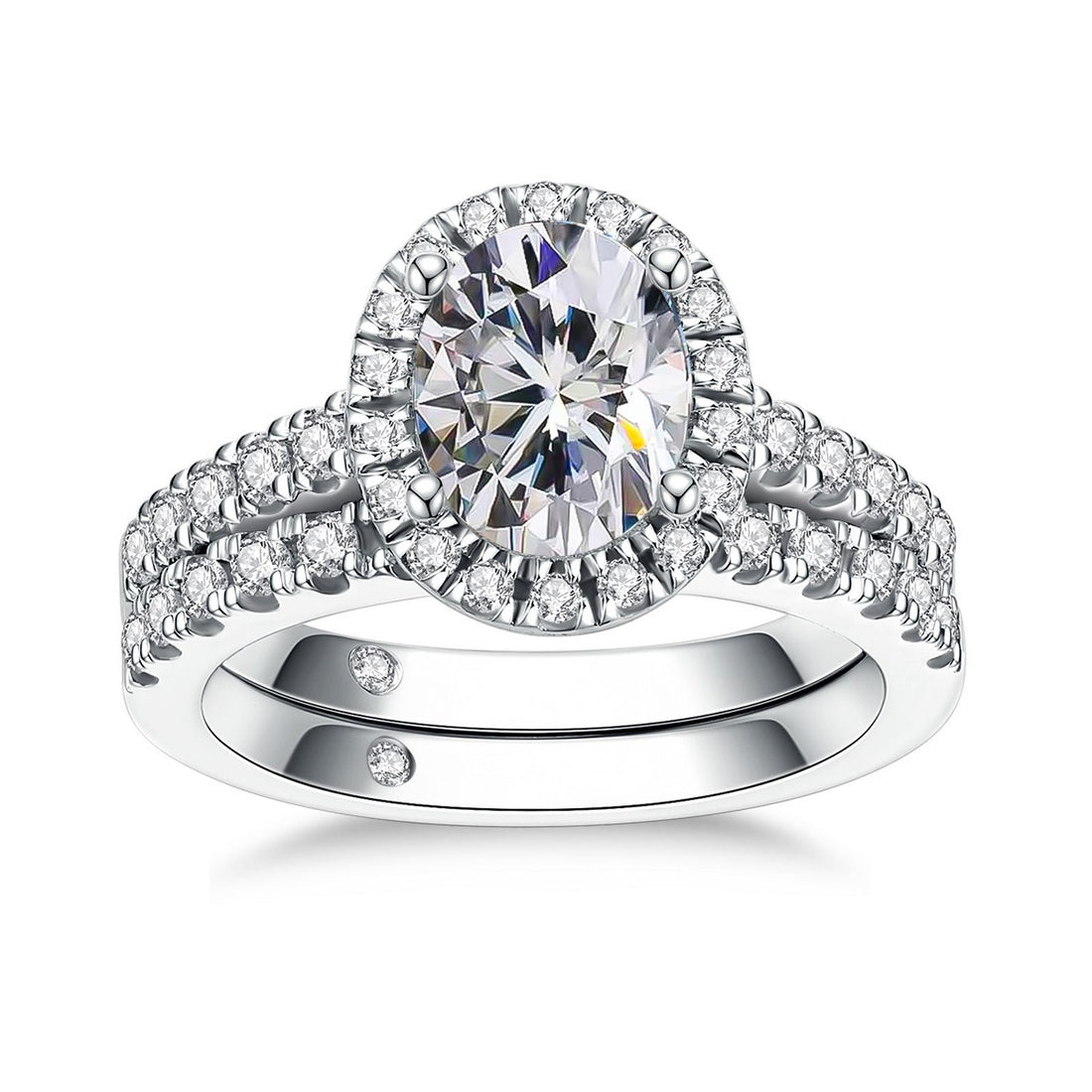 Radiant or Oval Cut Moissanite Engagement Ring Set, D Color VVS1 Clarity in 925 Sterling Silver, Elegantly Gift Packed Anniversary Promise Jewelry