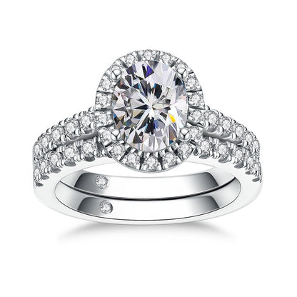Radiant or Oval Cut Moissanite Engagement Ring Set, D Color VVS1 Clarity in 925 Sterling Silver, Elegantly Gift Packed Anniversary Promise Jewelry