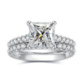 3 Carat Moissanite Bridal Set,  D Color VVS1 Round Cut in 925 Sterling Silver, Engagement Ring & Wedding Band for Women
