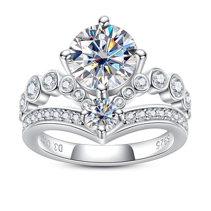 Crown Style Moissanite Eternity Band,4 CTTW D Color VVS1 Clarity, 925 Sterling Silver Engagement Wedding Ring for Women with Certificate