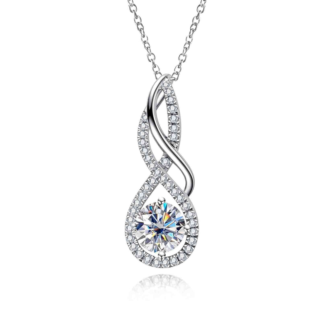 Infinity & Cross Moissanite Pendant Necklace, D Color VVS1 in 925 Sterling Silver, 40+2+3cm Adjustable Chain for Women with Certificate
