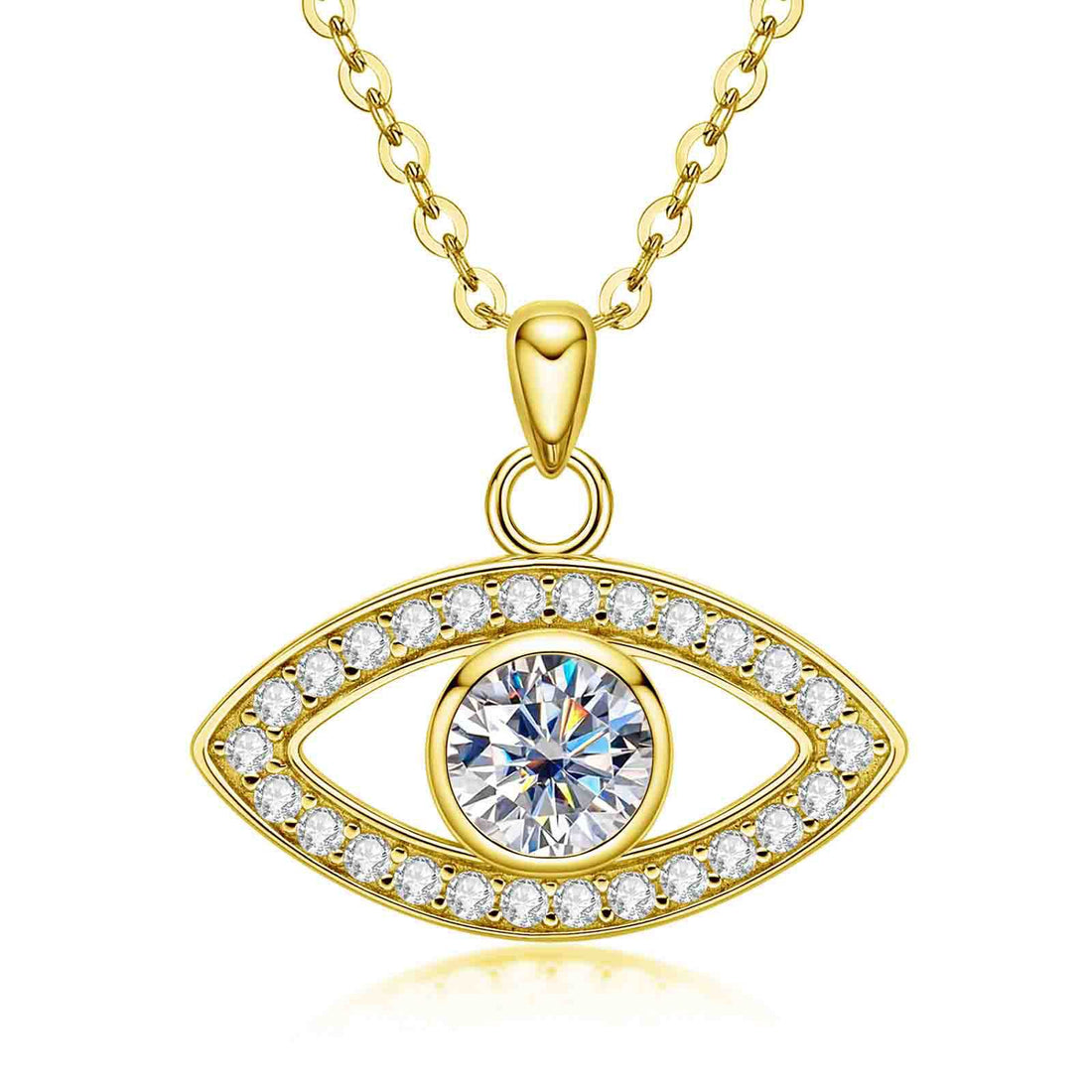 Evil Eye Necklace with Moissanite in Sterling Silver, Protection Jewelry Gift for Women & Men, Girlfriend & Boyfriend