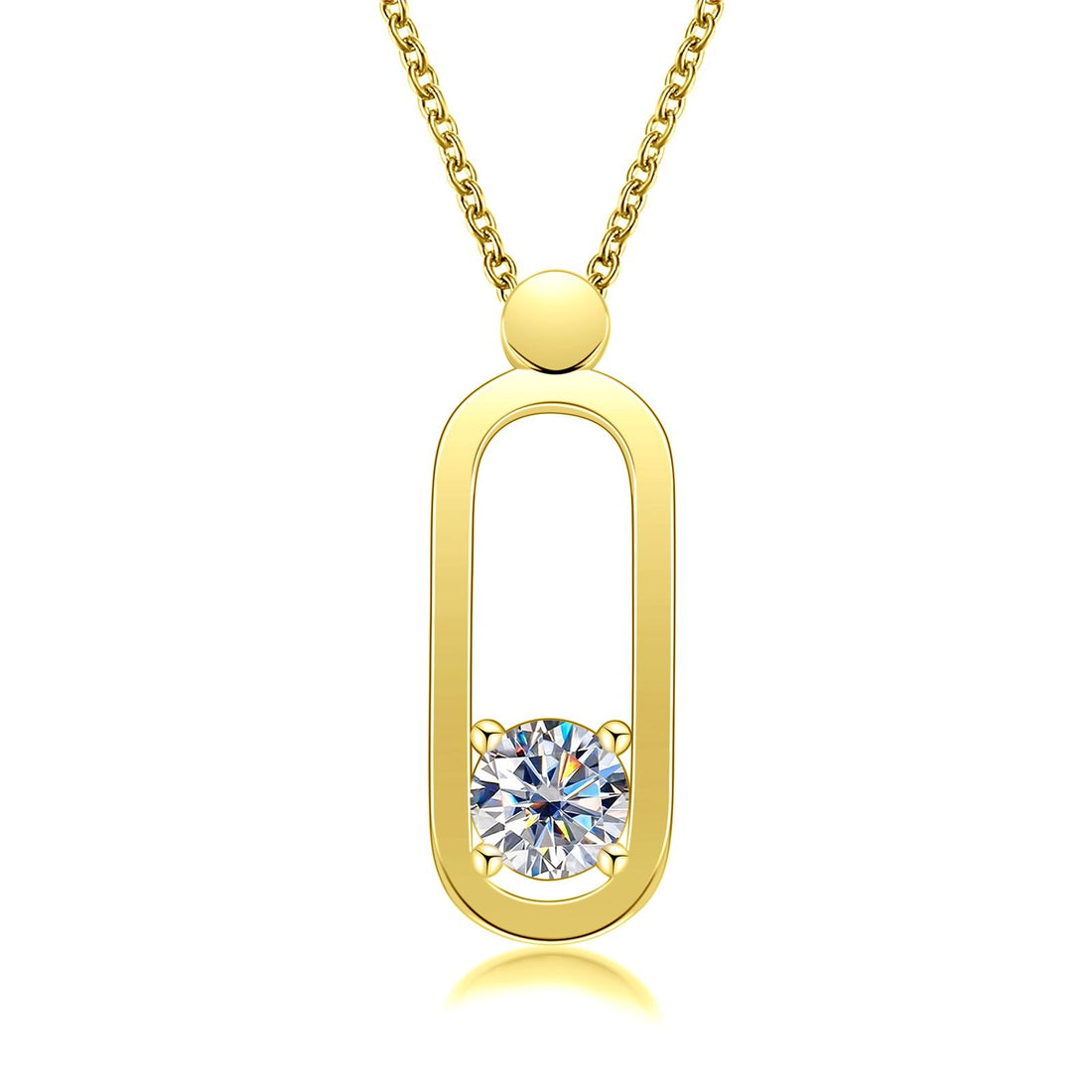 Minimalist Circle Pendant Necklace, 2 CTTW Moissanite Halo in 14K Gold Plated Sterling Silver with Rhodium Outline, Dainty Choker for Women
