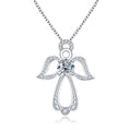 Angel Wing Pendant Necklace with 2ct D Color VVS1 Moissanite, 925 Sterling Silver Adjustable Chain for Women & Men, with Certificate