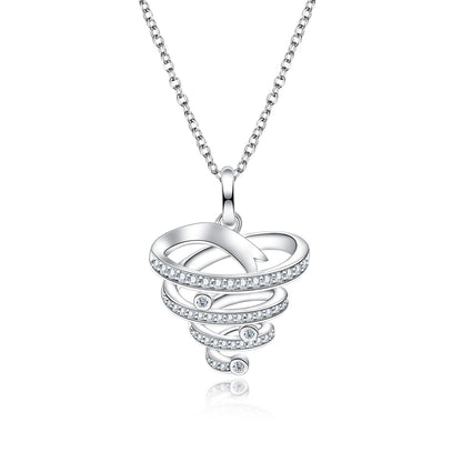 Vortex & Infinity Pendant Necklace with D Color VVS1 Moissanite, 925 Sterling Silver 40+2+3cm Adjustable Chain for Women, with Certificate