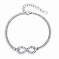 Infinity Symbol Anklet & Bracelet, D Color Moissanite Accent in 18K Gold Plated Sterling Silver, 23cm Adjustable Unisex Fine Jewelry