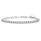 Moissanite Tennis Bracelet, D Color VVS1 Clarity Round Cut in 925 Sterling Silver, 16+4cm  Adjustable Paperclip Link Bracelet with GRA Certificate