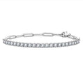 Moissanite Tennis Bracelet, D Color VVS1 Clarity Round Cut in 925 Sterling Silver, 16+4cm  Adjustable Paperclip Link Bracelet with GRA Certificate