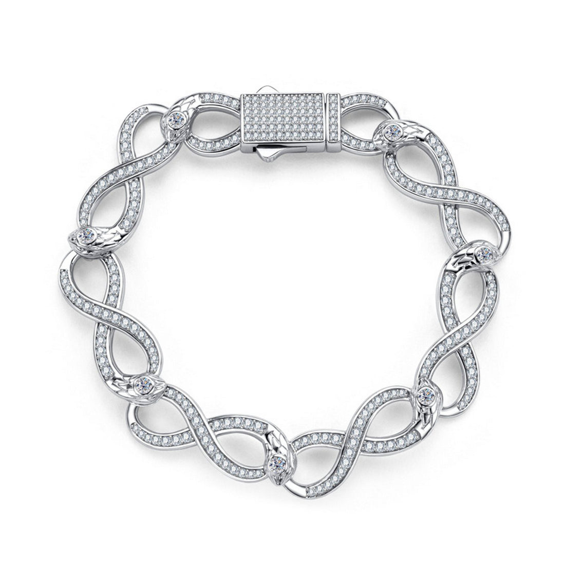 10mm Moissanite Infinity Link Bracelet, 18K Gold Plated 925 Sterling Silver, Adjustable 16cm-18cm Iced Out Unisex Jewelry with Hypoallergenic Design