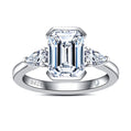 3 Ct Center Moissanite Ring，Engagement Rings 3.2-4 CTTW Total | Radiant/Emerald/Pear Cut & Certified