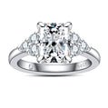 3 Ct Emerald/Radiant Cut Moissanite with Pear Accents | D Color VVS1 Clarity in Sterling Silver, Certified Eternal Promise