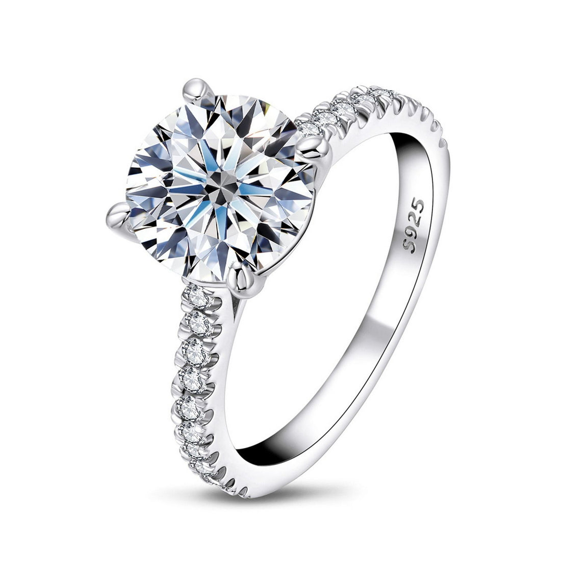 3 Carat Moissanite Engagement Ring, Vintage 4-Prong Halo in 925 Silver, D Color VVS1 with Gift Box