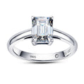 Emerald Cut 2 Carat Solitaire Moissanite Engagement Ring, Four-Prong Setting with GRA Certificate