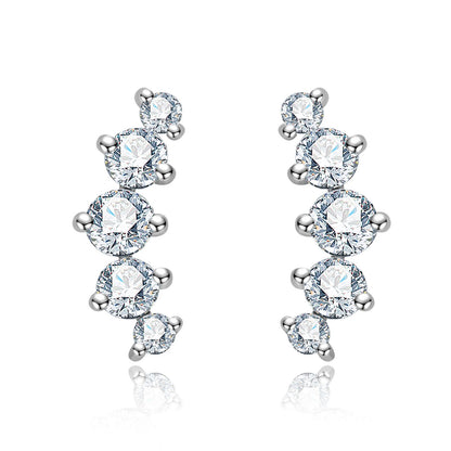 5-Stone Moissanite Ear Crawlers, Bezel Set 14K Gold Plated, Hypoallergenic GRA Certified