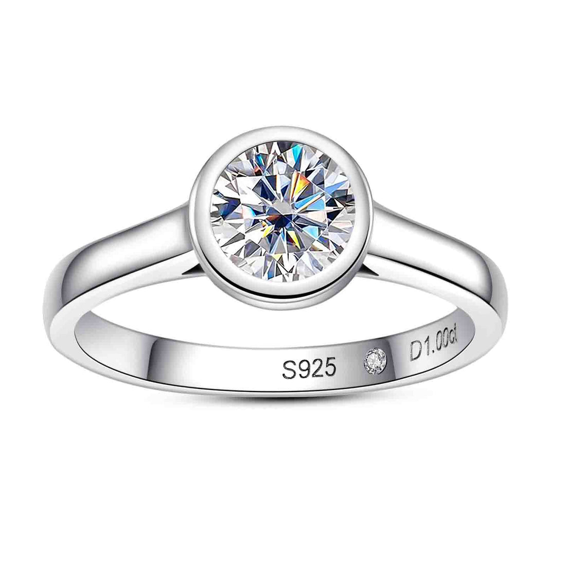 1-3 Carat Halo Moissanite Ring, Round Cut D Color VVS1 Clarity in 925 Sterling Silver, with Certificate & Luxury Gift Box