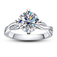 3 CTTW Twisted Shank Moissanite Engagement Ring, Round Cut D Color VVS1 in 18K Gold Plated 925 Sterling Silver, Wedding Ring with Certificate