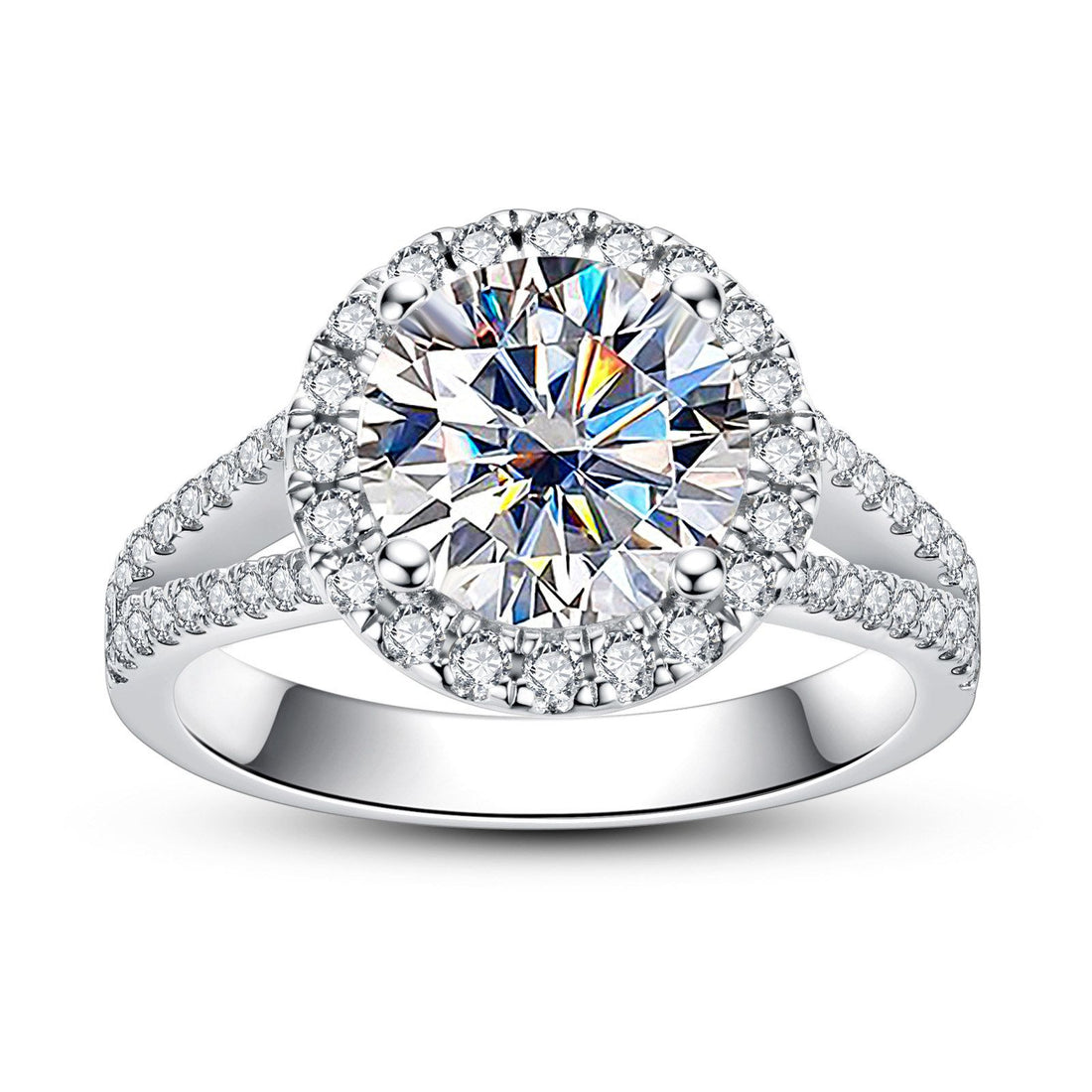 3 Carat Center Halo Moissanite Engagement Ring D Color VVS1 in 925 Sterling Silver, Vintage Style Wedding Anniversary Ring with Certificate
