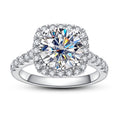 Three-Row Halo Moissanite Ring  3CTTW & 3 Cut Options  Vintage Style 925 Silver with Certificate