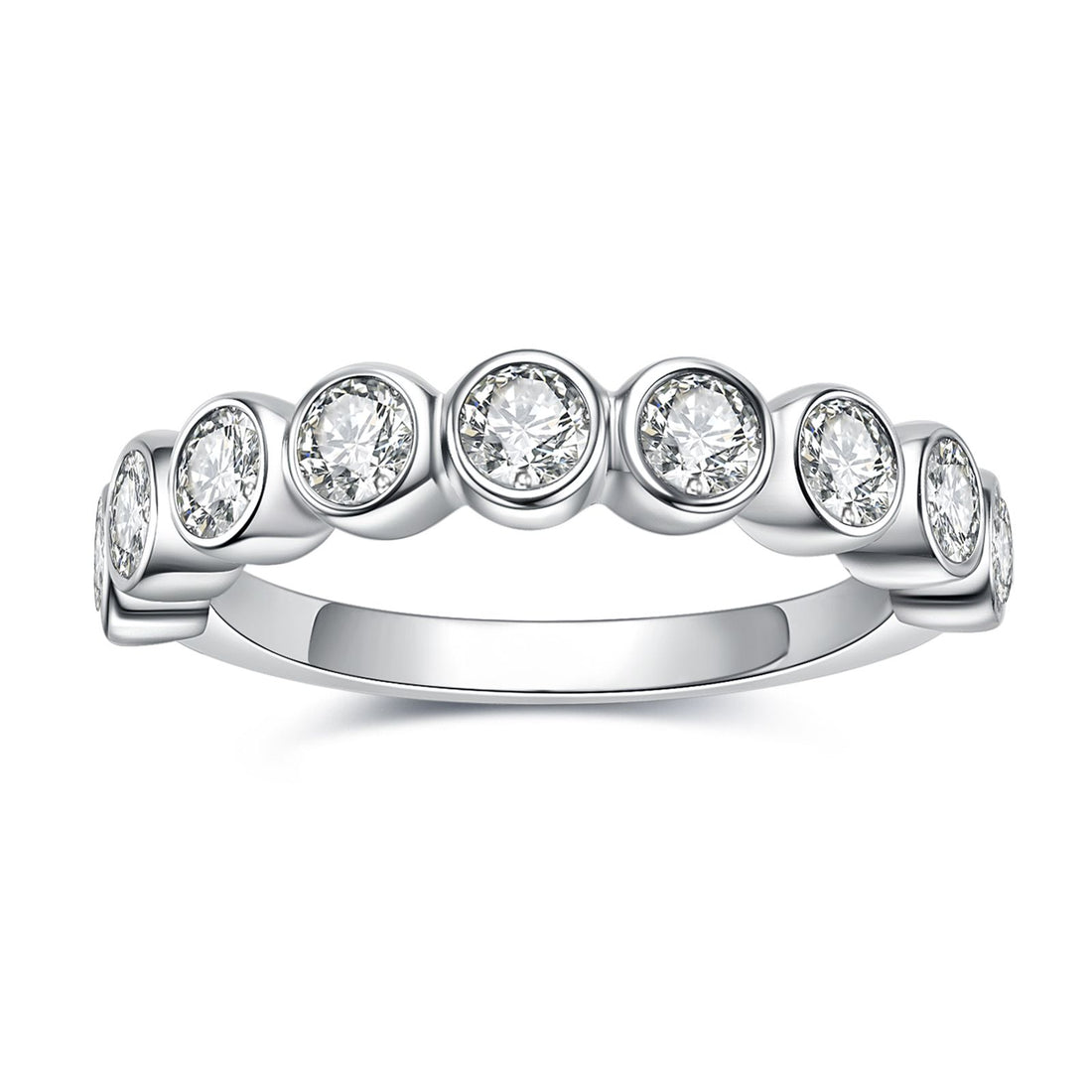 Moissanite Eternity Wedding Band,9 Stone Full Eternity Options  Round Cut, D Color VVS1 Clarity 925 Sterling Silver, Certified Women's Ring