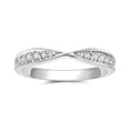 Round Cut Moissanite Crossover Wedding Band, Stackable Ring in 14K Gold Plated 925 Sterling Silver, D Color VVS1 Eternity Ring for Women