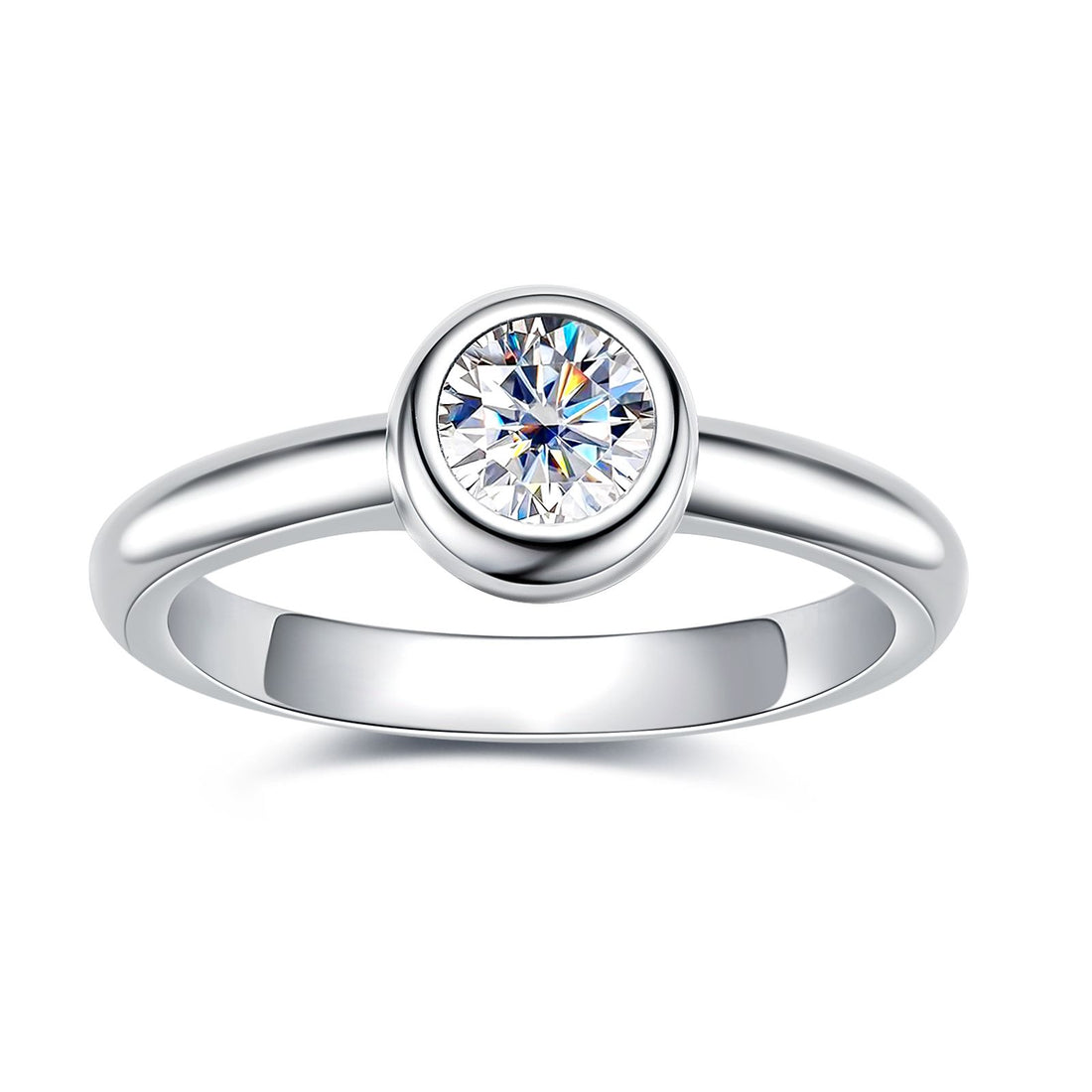 0.5 Carat Halo Moissanite Ring, Round Cut D Color VVS1 Clarity in 925 Sterling Silver, with Certificate & Luxury Gift Box