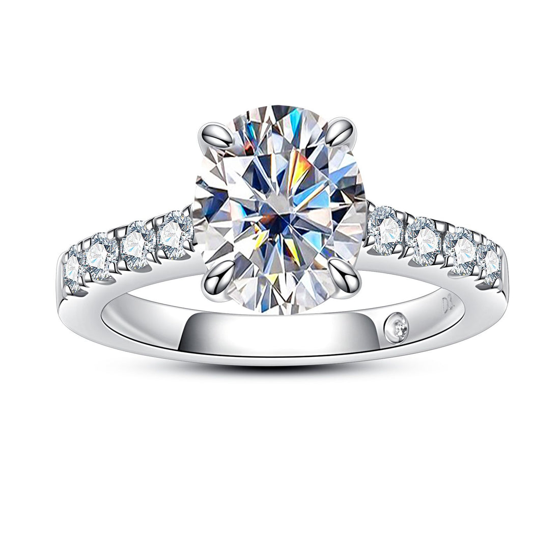 3 CTTW Oval Cut Moissanite Engagement Ring, D Color in 925 Sterling Silver with Gift Packaging