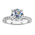 2 Carat Moissanite Engagement Ring, Six-Prong Solitaire Setting in 925 Sterling Silver, D Color VVS1 with GRA Certificate