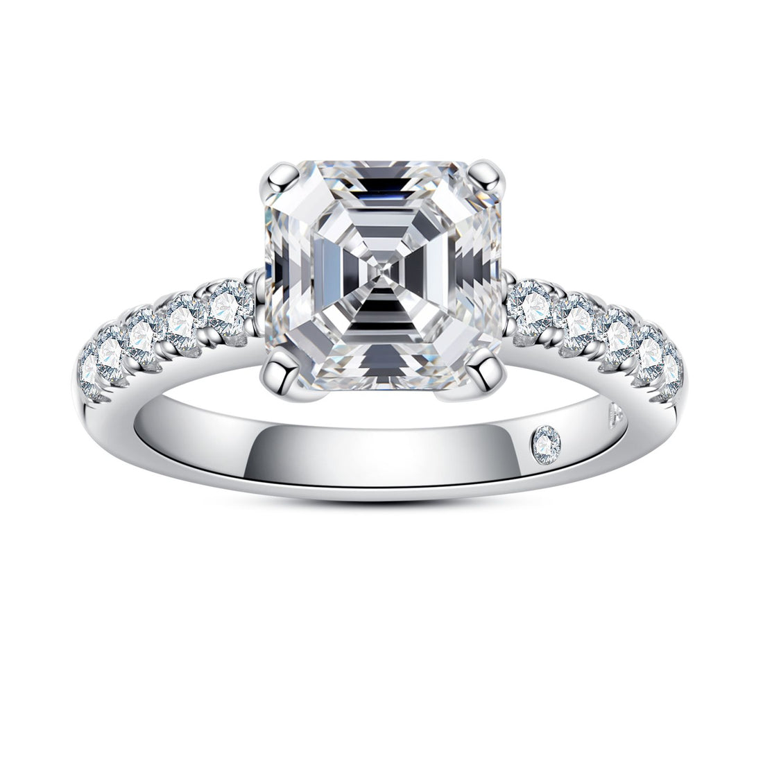 3 Carat Princess Cut Moissanite Engagement Ring, D Color in 925 Sterling Silver, GRA Certified for Women