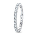 14K White Gold Plated Moissanite Eternity Ring, D Color Flawless over 925 Sterling Silver, Full Circle Wedding Band for Women